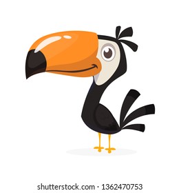 Toucan cartoon. Vector icon of toucan bird. Exotic colorful bird illustration