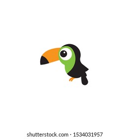 Toucan cartoon vector icon on a white background