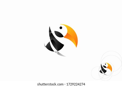 toucan chicks logo design with golden ratio technique