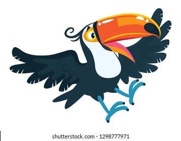 Toucan. Children vector illustration of funny bird