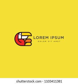 toucan colorfull bird icon logo vector