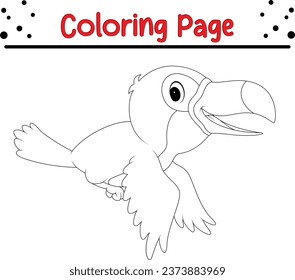 toucan Coloring page vector illustration. Bird Coloring book for kids.