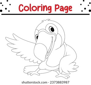 toucan Coloring page vector illustration. Bird Coloring book for kids.