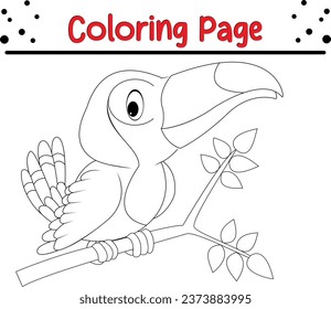 Toucan Coloring Seite Vektorgrafik. Vogelfarbbuch für Kinder.