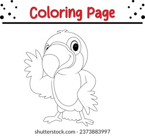 toucan Coloring page vector illustration. Bird Coloring book for kids.