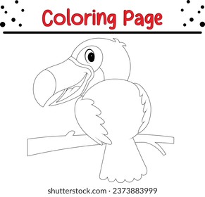 toucan Coloring page vector illustration. Bird Coloring book for kids.