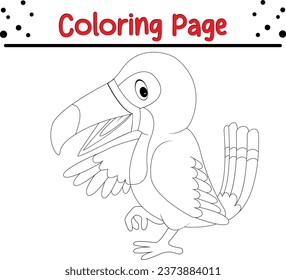 toucan Coloring page vector illustration. Bird Coloring book for kids.