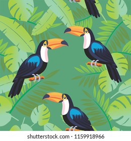 Toucan, the composition of birds and tropical trees that produce a mix of attractive designs that can be used for various purposes