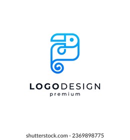 toucan and elephant logo design with line art style design	