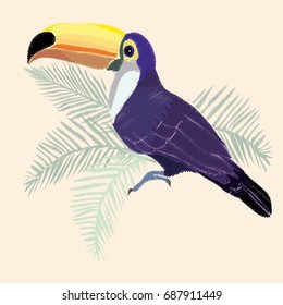 Toucan embroidery, vector, illustration