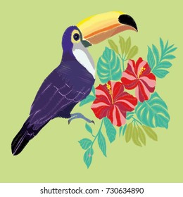 Toucan embroidery, vector, illustration