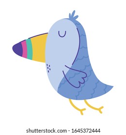 toucan exotic bird animal cartoon doodle color vector illustration