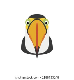 Toucan face in cartoon style for children. Animal Faces Vector illustration Series