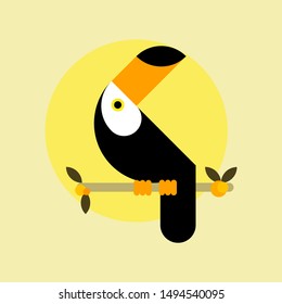 Toucan flat style vector logo template.