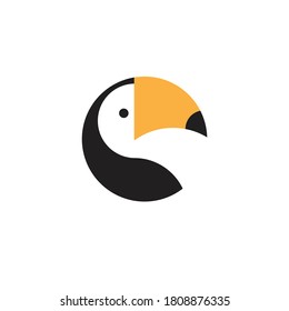 Toucan flat style vector logo on white background. Tropical bird icon