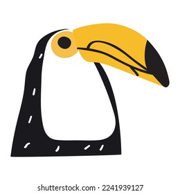 Toucan. Flat vector hand drawn illustration on white background.