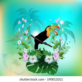 Toucan with flowers