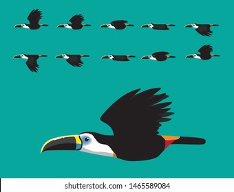 Toucan Flying Animation Cute Cartoon Vector Illustration