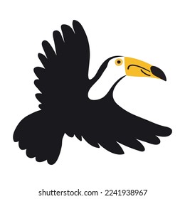 Toucan. Flying bird. Flat illustration.