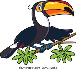 Toucan. Funny bird. Animal kids illustration serie