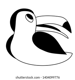 Toucan funny black and white bird hand drawn illustration. Eps 10 vector file.