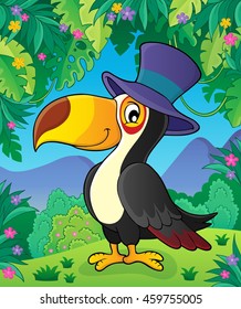 Toucan with hat theme image 2 - eps10 vector illustration.