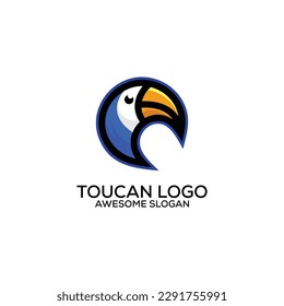 toucan head logo mascot design color