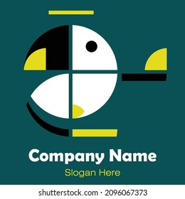 toucan and helicopter logo combination vector illustration design