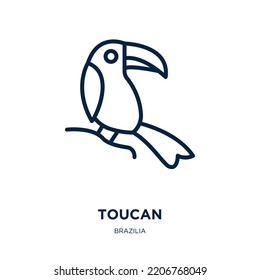 toucan icon from brazilia collection. Thin linear toucan, bird, nature outline icon isolated on white background. Line vector toucan sign, symbol for web and mobile