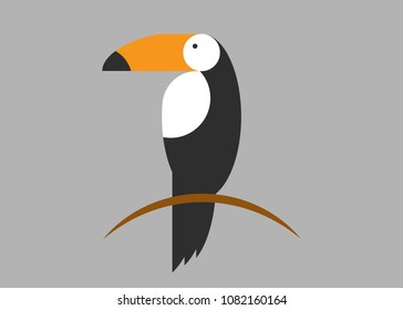 Toucan icon. Cartoon illustration of toucan vector icon for web. Toucan flat style vector logo template isolated or grey background. Tropical bird icon