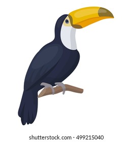 Toucan icon in cartoon style isolated on white background. Bird symbol stock vector illustration.