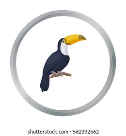 Toucan icon in cartoon style isolated on white background. Bird symbol stock vector illustration.