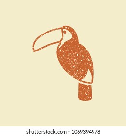 Toucan icon in grunge style. Bird symbol stock vector illustration.