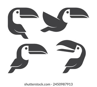 Toucan icon set. Toucan logo icon design illustration vector. Toucan flat icon pack. Toucan bird icon. Vector illustration