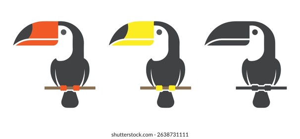 Toucan icon set. Toucan logo icon design illustration vector. Toucan flat icon pack. Toucan bird icon. Vector illustration