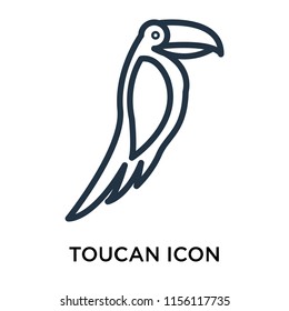 Toucan icon vector isolated on white background, Toucan transparent sign , thin pictogram or outline symbol design in linear style