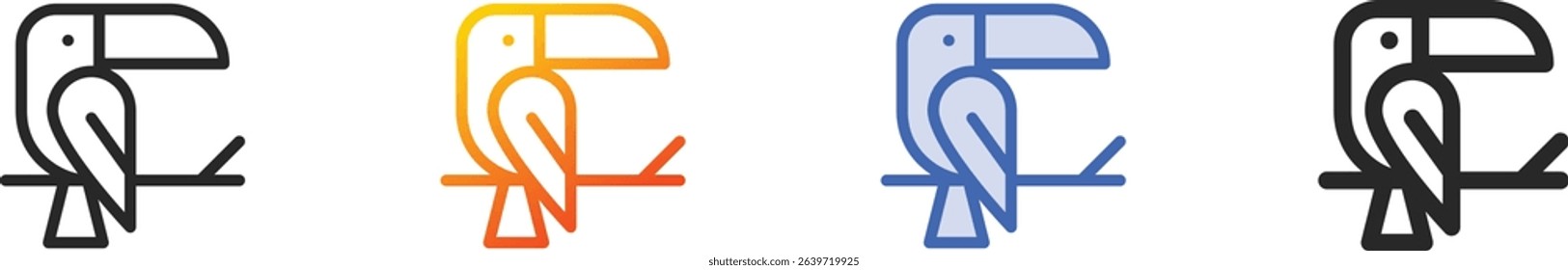 toucan icon.Thin Linear, Gradient, Blue Stroke and bold Style Design Isolated On White Background