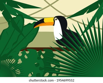 toucan en la jungla en una ilustración vectorial de rama