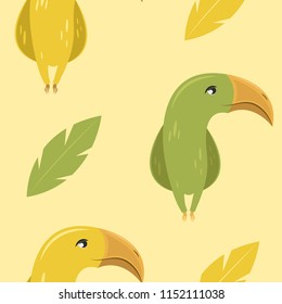 
toucan and leaves pattern