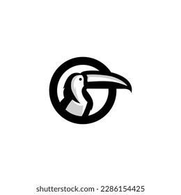 Toucan line art and circle black illustration suitable for all industries