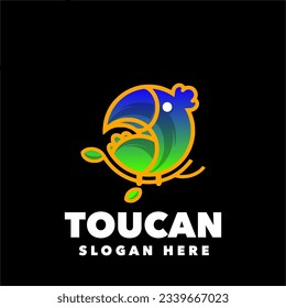 Toucan line art gradient full color logo