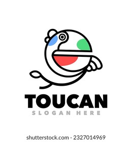 Toucan line art outline logo template