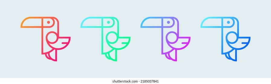 Toucan line icon in gradient colors. Simple bird logotype vector illustration.