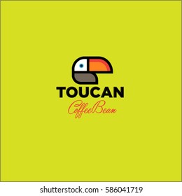 Toucan logo. Coffee beans emblem
Logo for the packing of coffee on yellow background.