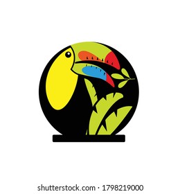 Toucan logo design for all who want an atmosphere that is memorable and colorful and cheerful as a coloring. The round shape has the impression of a strong tie