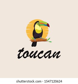 toucan logo design vector with full color style