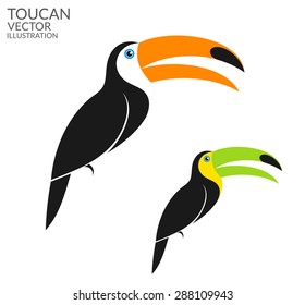 Toucan. Logo. Exotic birds on white background. Vector illustration