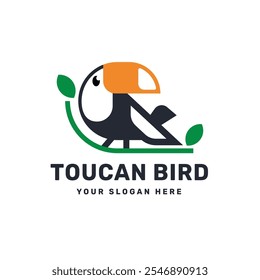 Ícone de logotipo tucano design vetor ilustração, logotipo estilo silhueta para a empresa