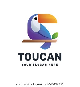 Ícone de logotipo tucano design vetor ilustração, gradiente logotipo colorido para a empresa