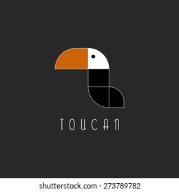 Toucan logo mockup, silhouette bird mascot graphic design element template, circles geometric shape, t-shirt print, tropical animal